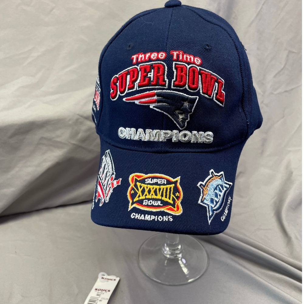 Reebok New England Patriots Three Time Super Bowl Champions Hat Navy Strapback